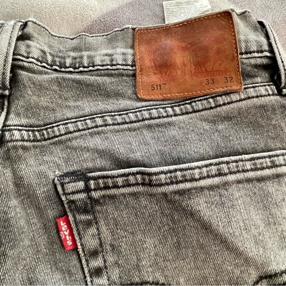 Levi’s 511 Men’s Black Wash Distressed Size 33 X 32 Normcore Casual Stretch - Picture 6 of 16